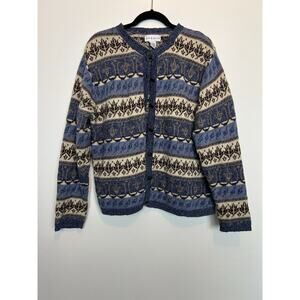 Vintage 90s Croft and Barrow button up cardigan ZL fall pattern leaves cozy